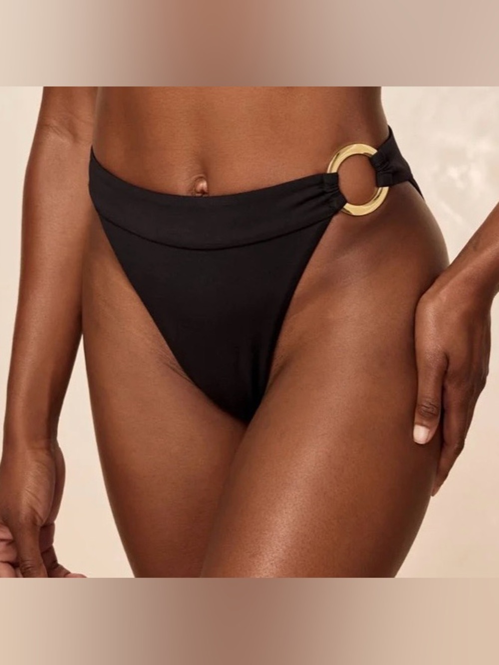 Monday Swimwear Antigua Black High-Cut Bikini Bottom Medium NWT
